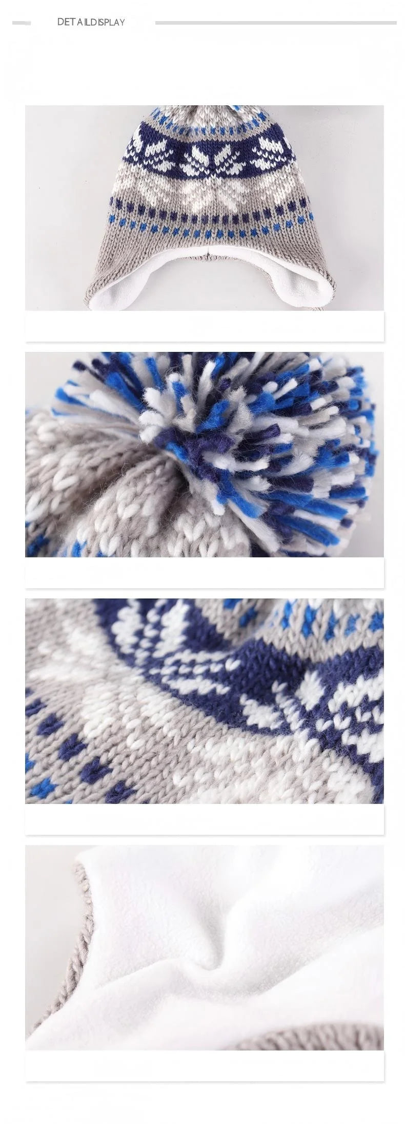 Toddler Boys Girls Winter Hats Earflaps Beanie Fleece Lined Knit Kids Hat