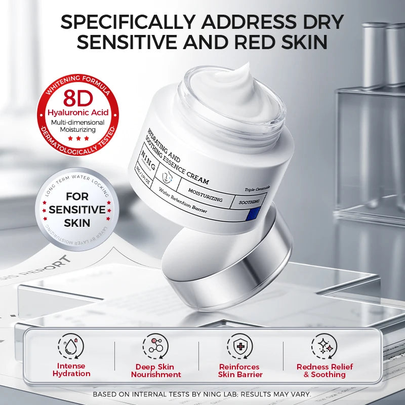 Hydrating Soothing Essence Cream – Collagen, Ceramides, Hyaluronic Acid & Plant Extracts