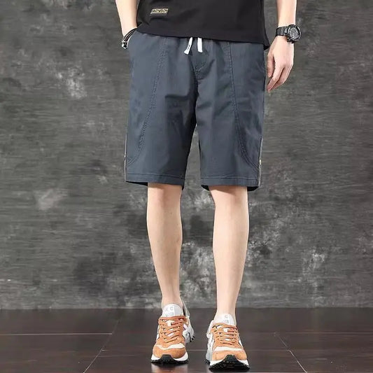 Trendy and Versatile Sports American Retro Work Clothes Men Thin Loose Straight Slimming Five-point Pants