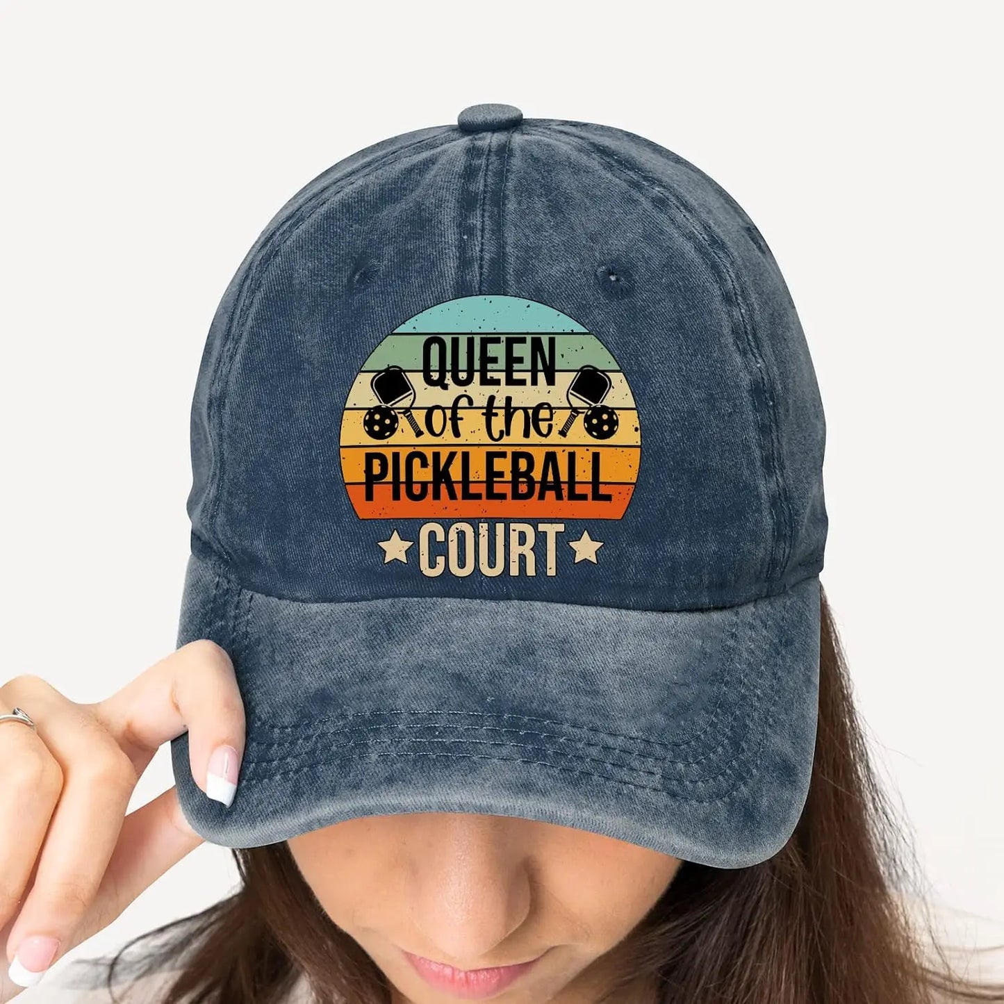 Queen of Pickleball Distressed Baseball Cap