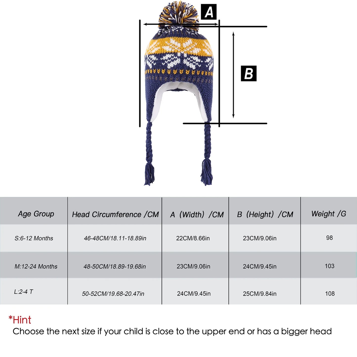 Toddler Boys Girls Winter Hats Earflaps Beanie Fleece Lined Knit Kids Hat