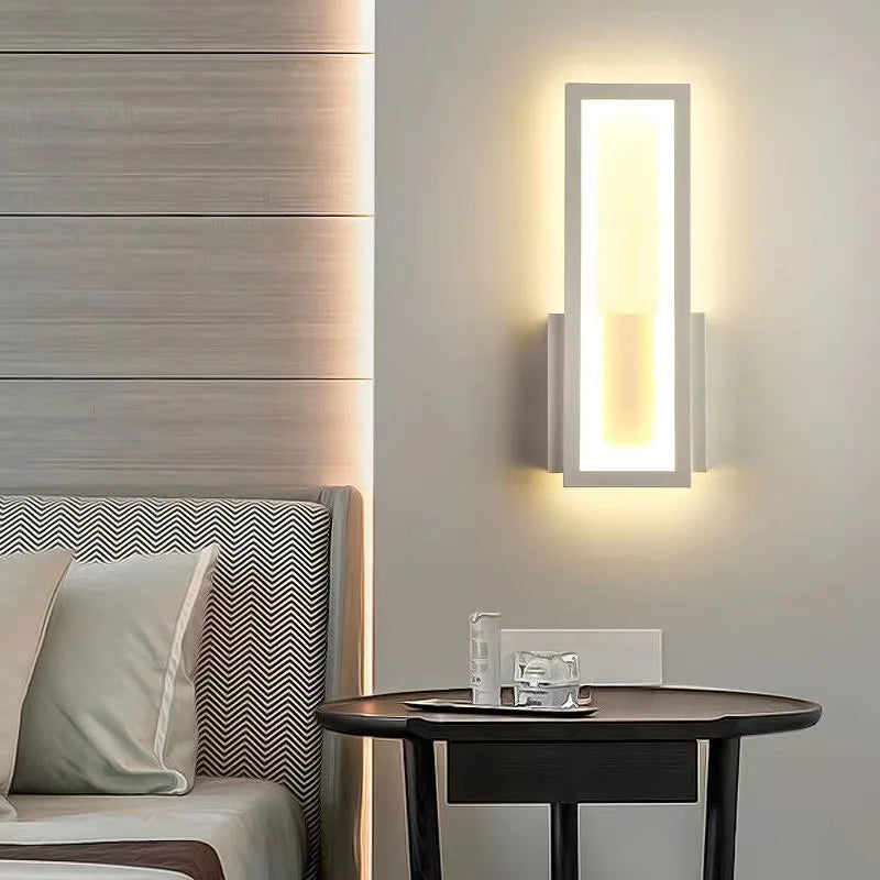 Modern Minimalist Wall Lamps Home Decor Living Room Bedroom Bedside 16w Ac96v-260v Led Sconce Black White Light Aisle Decoration