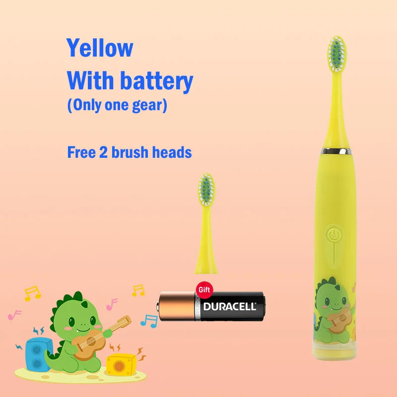 Children's Electric Toothbrush Cartoon Kids With Replacement Head Ultrasonic  IPX7 Waterproof Rechargeable Sonic Toothbrush
