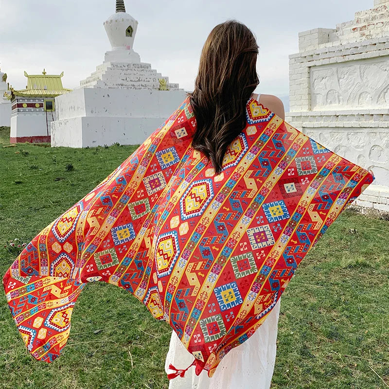 Design Brand Women Scarf Sunscreen Cotton Shawls Dual-Use Summer Autumn Long Scarves Seaside Holiday Beach Towel Beachwear Veils