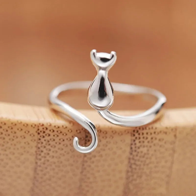 925 Sterling Silver Cat Rings For Women Engagement Luxury Designer Jewelry Female Offers With Jewellery