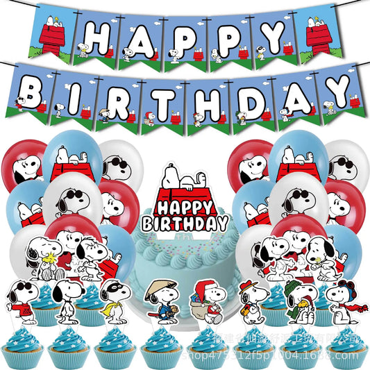 Cute Snoopy Dog Children’s Birthday Party Decoration Set