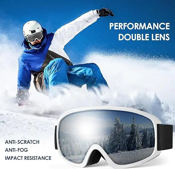 Ski Goggles Polarized Double Layer Anti-Fog Snow Goggles with UV400 Protection Large Lens Design Sunglasses for Skiing