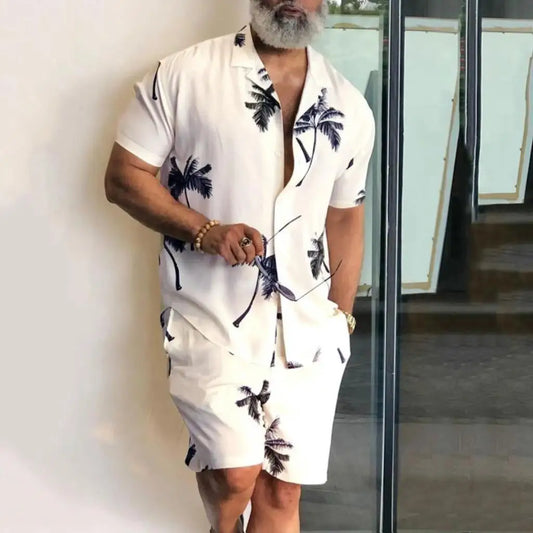 Men vacation two piece shorts set