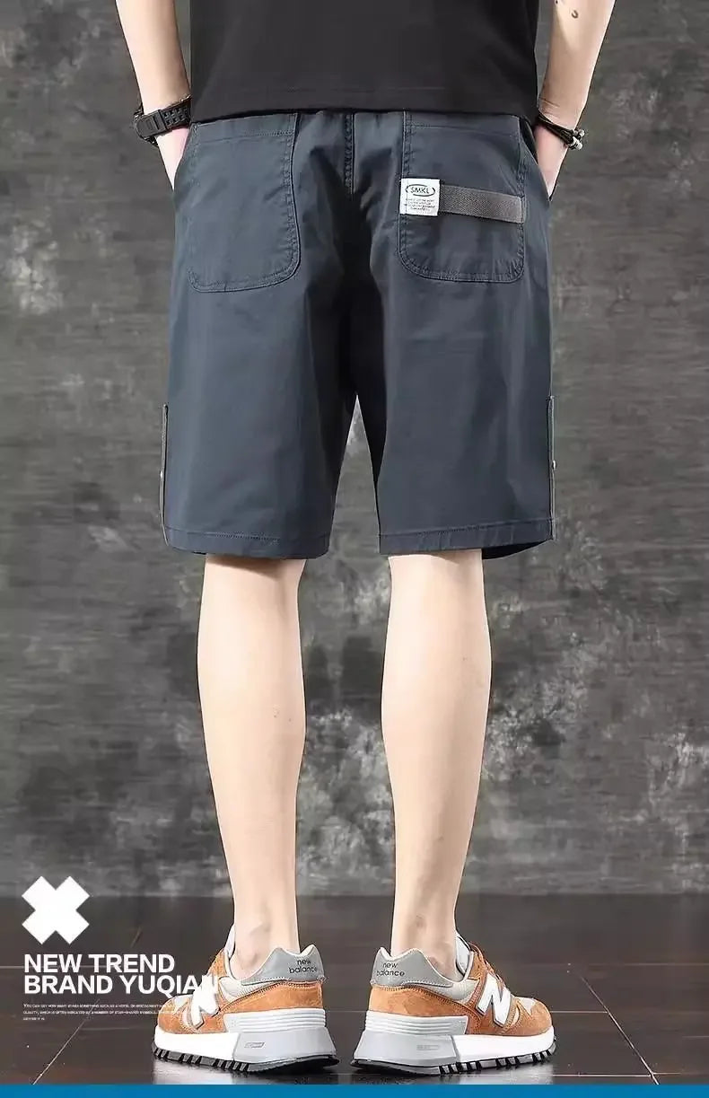 Trendy and Versatile Sports American Retro Work Clothes Men Thin Loose Straight Slimming Five-point Pants