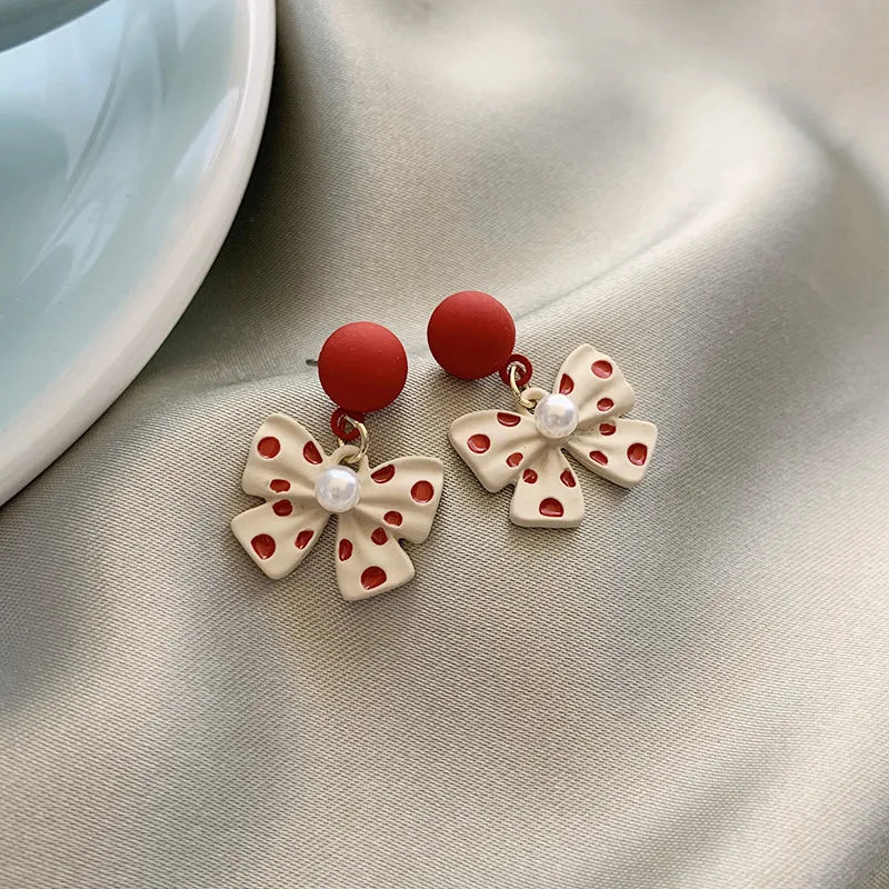 Pearl Bowknot Drop Earrings