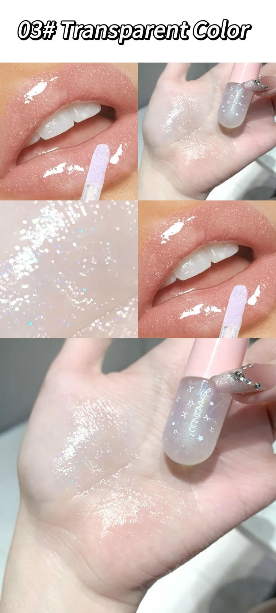 Shimmery Glitter Moisturizing Lip Gloss Set 6 Colors Highly Pigmented Fine Shine Long Wear Cute Lipgloss Set