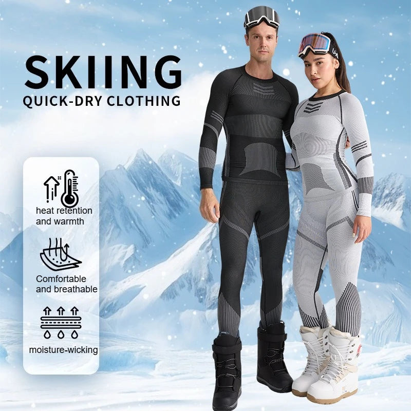 Ski Base Layer Set Men Women Thermal Quick Dry Moisture Wicking Compression Wear Winter Sports Outdoor Underwear Tops Bottoms
