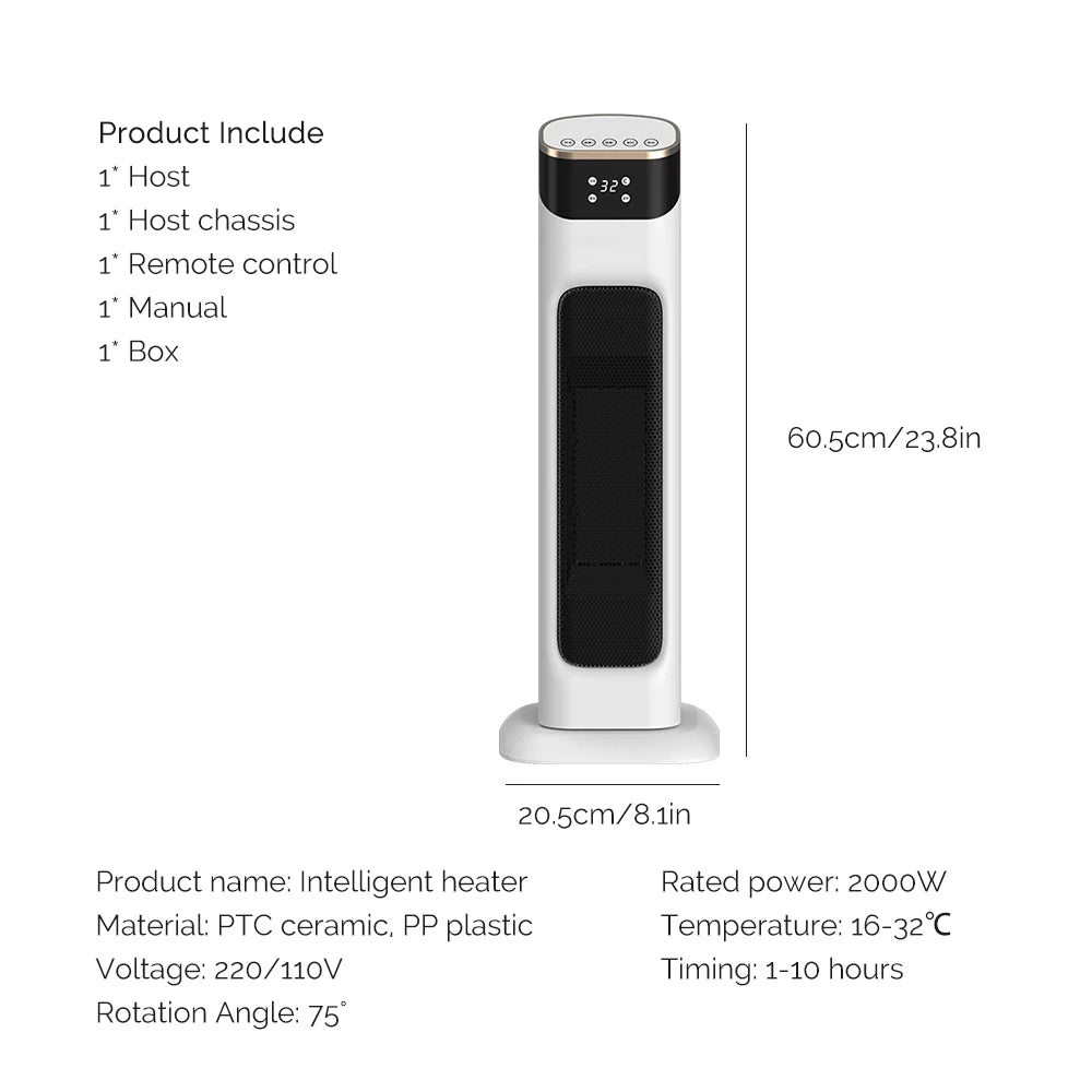 1500W PTC Electric Heater with Adjustable Temperature