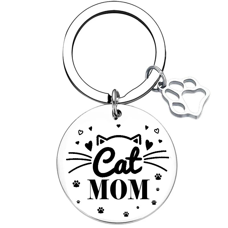 Cute Cat Mom Keychain Cats Mama Cats Mommy Key Chain Pendant Jewelry Cat Lover Gift Cat Grandma Gift