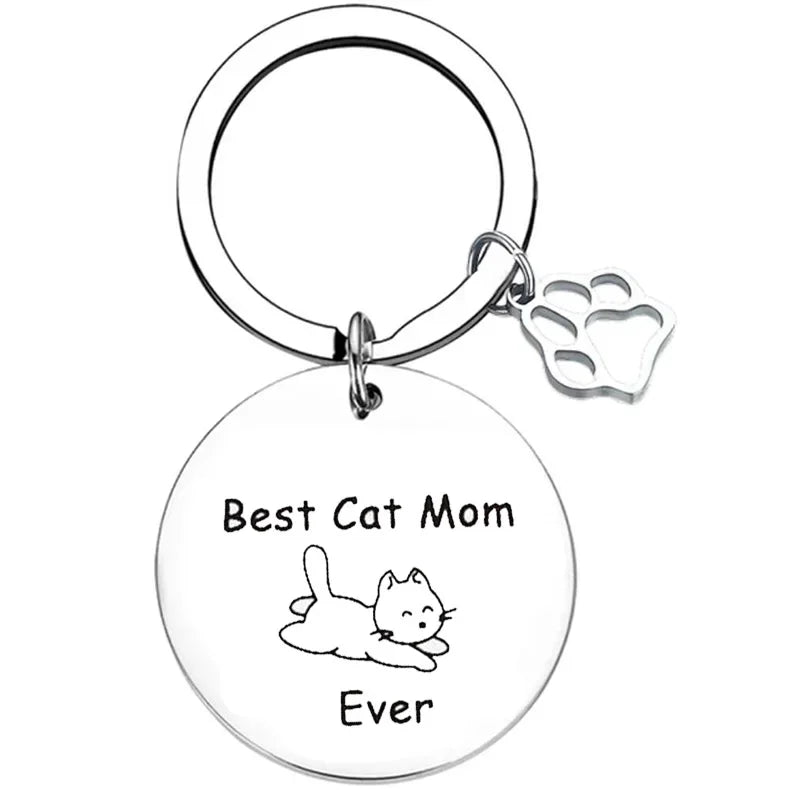 Cute Cat Mom Keychain Cats Mama Cats Mommy Key Chain Pendant Jewelry Cat Lover Gift Cat Grandma Gift