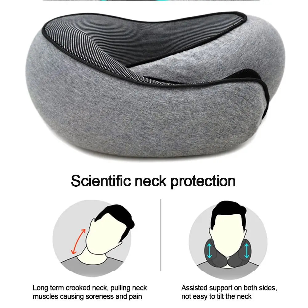 Memory Foam Travel Neck Pillow U-shaped Pillow Snail Style Travel Neck Support Portable Adjustable Soft Noon Break Sleep Pillows