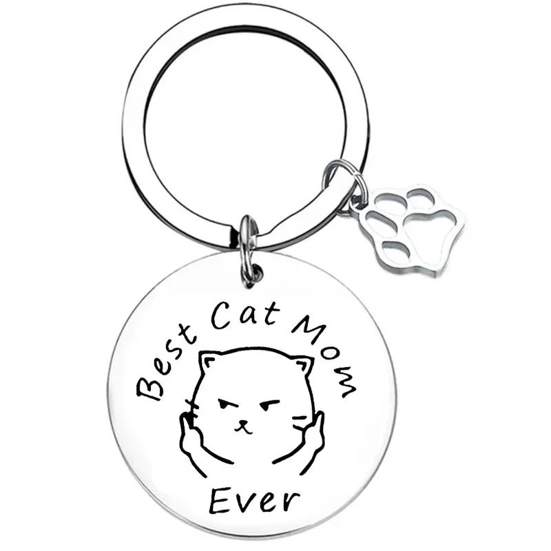 Cute Cat Mom Keychain Cats Mama Cats Mommy Key Chain Pendant Jewelry Cat Lover Gift Cat Grandma Gift