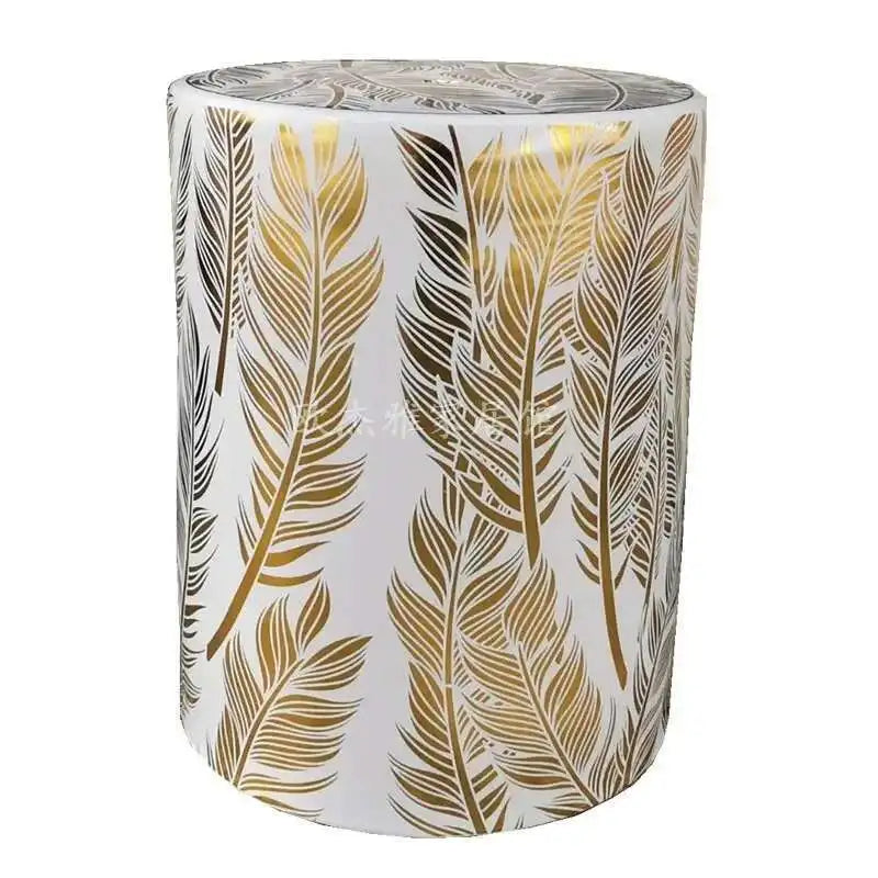 Hand Drawn Blue and White Porcelain Shoe Changing Stool Ceramic Drum Bathroom Neoclassical Imitation Sitting Stool Low Round