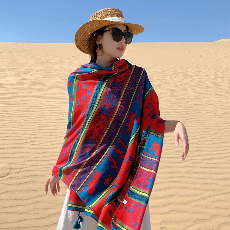 Design Brand Women Scarf Sunscreen Cotton Shawls Dual-Use Summer Autumn Long Scarves Seaside Holiday Beach Towel Beachwear Veils