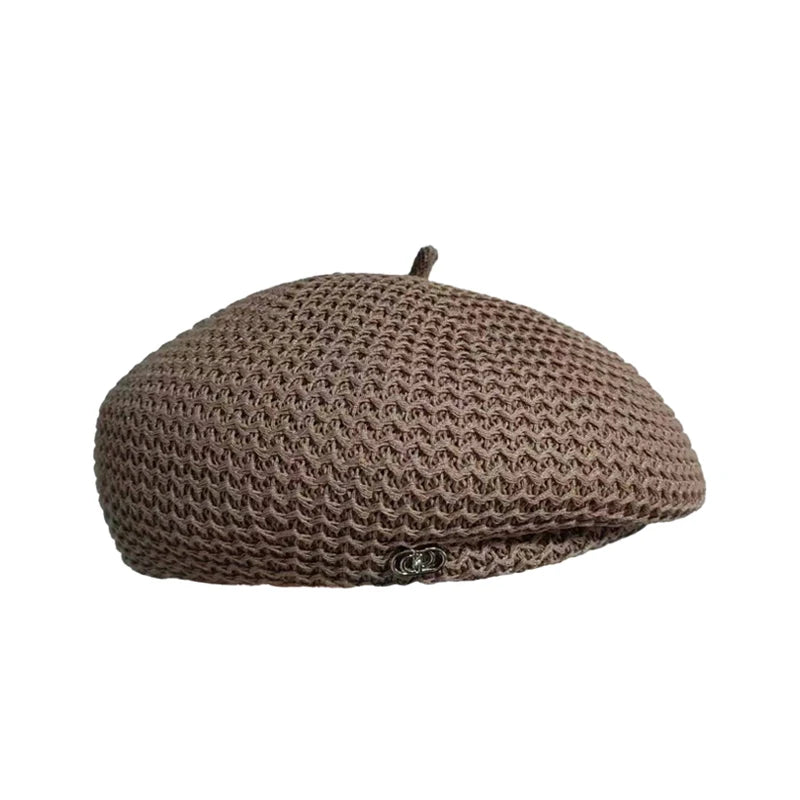 Fixed Pleated Paper Straw Beret