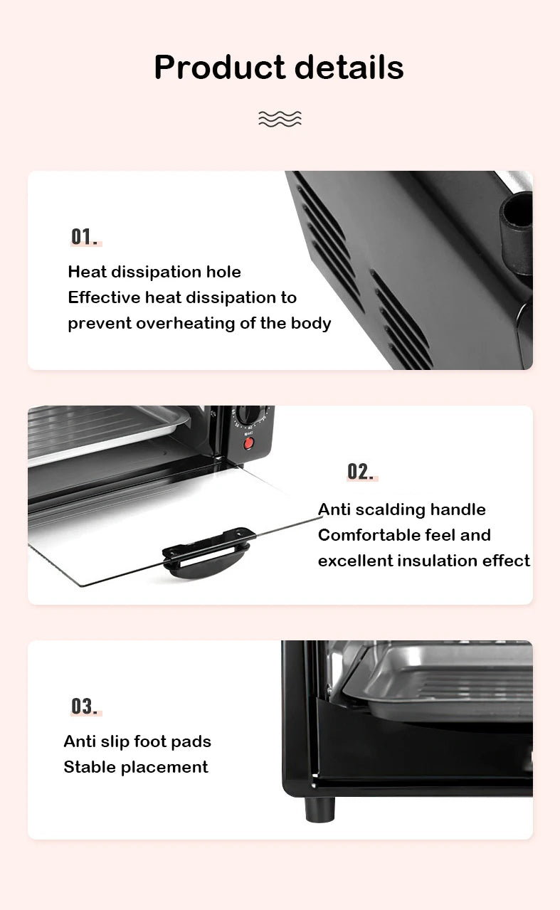 Multifunctional 12L Electric Toaster Oven