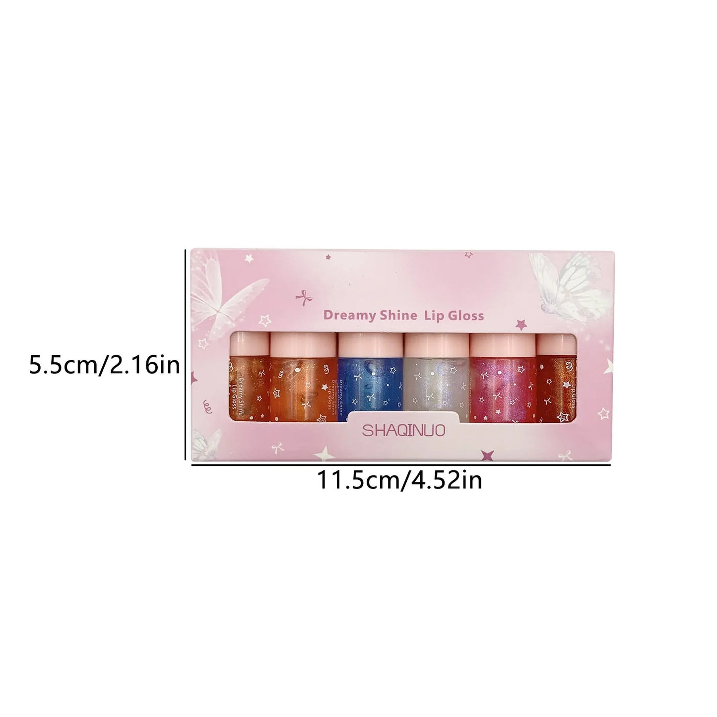 Shimmery Glitter Moisturizing Lip Gloss Set 6 Colors Highly Pigmented Fine Shine Long Wear Cute Lipgloss Set