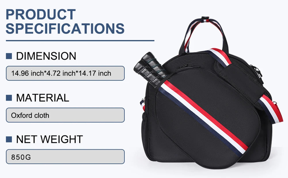 Adjustable Pickleball Paddle Backpack Bag Multi Sport Large Capacity Storage Tennis Racquetball Equipment For Men Women