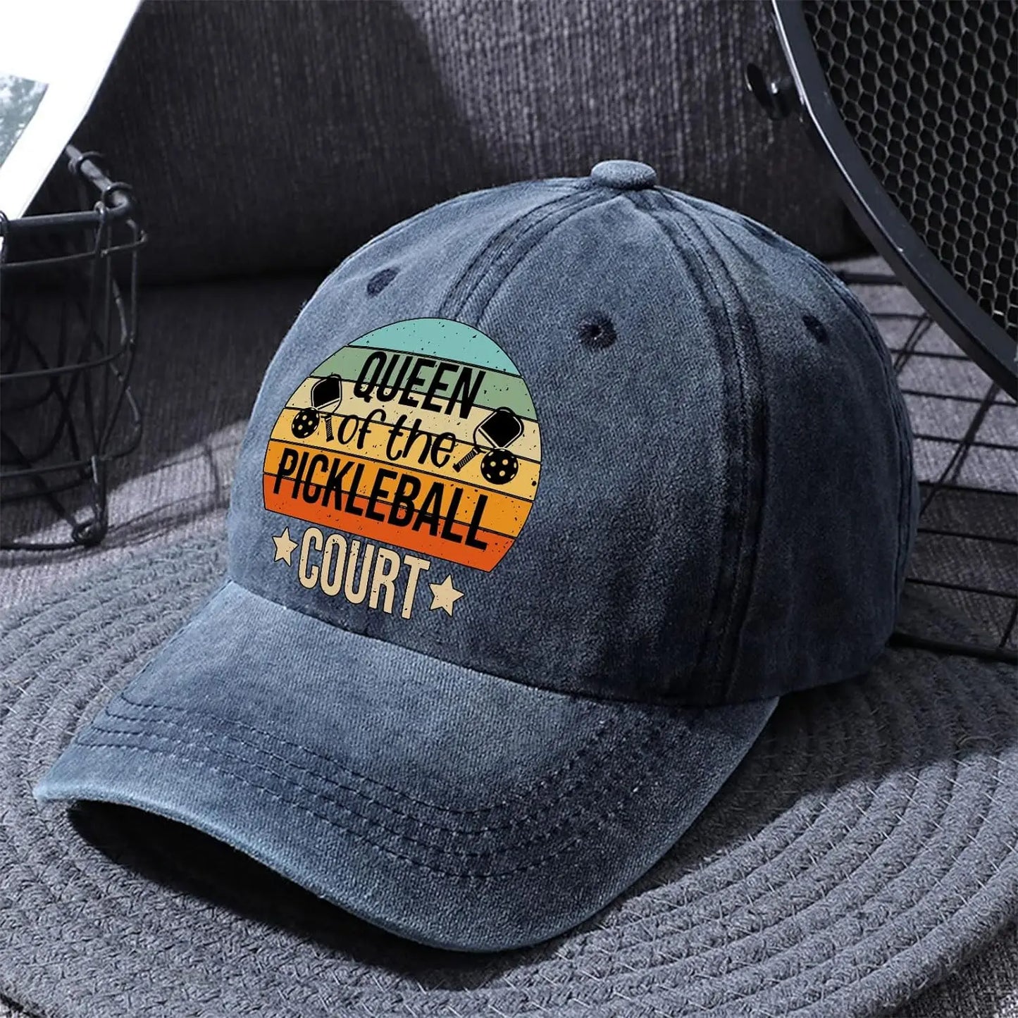 Queen of Pickleball Distressed Baseball Cap