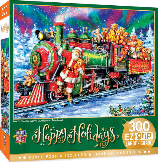 MasterPieces 300 Piece EZ Grip Christmas Jigsaw Puzzle - North Pole Delivery - 18"x24"