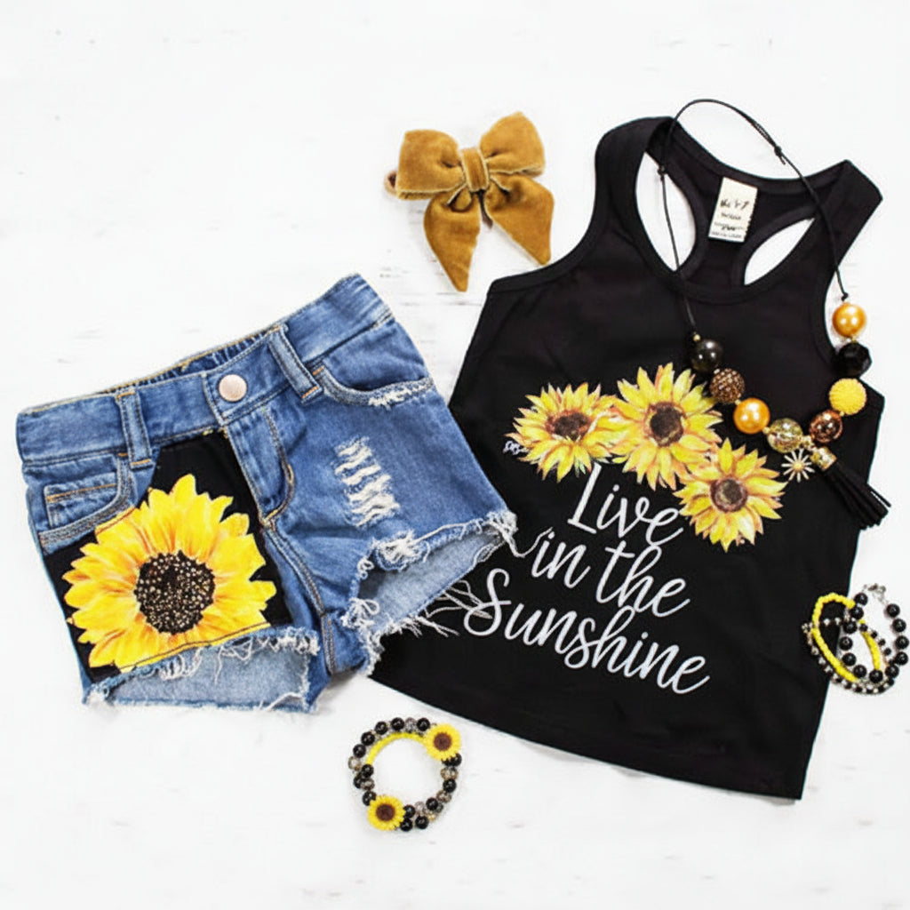 Kids Denim Vest and Shorts Set