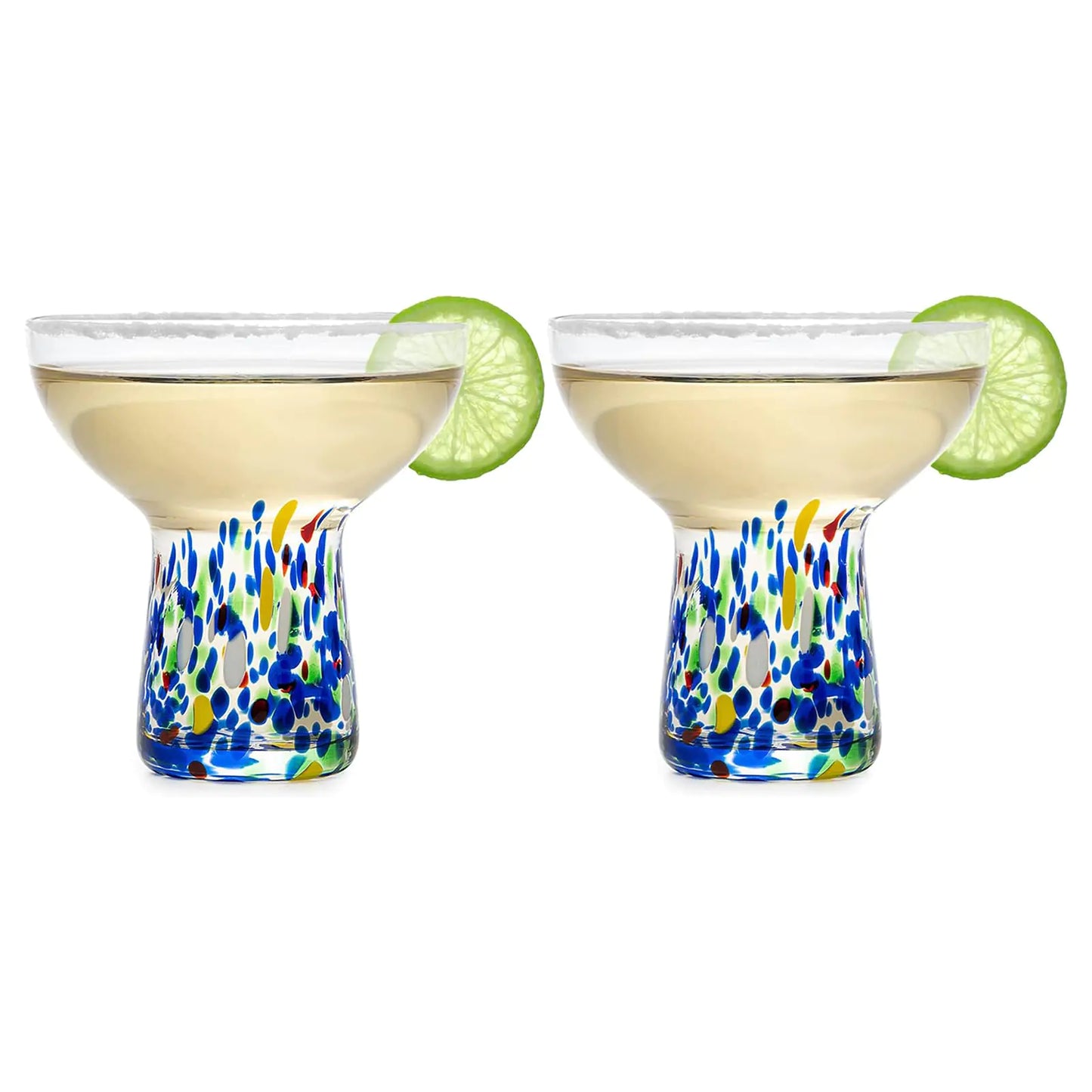Set of 2-14oz Luxury Hand Blown Large Stemless Margarita Glasses