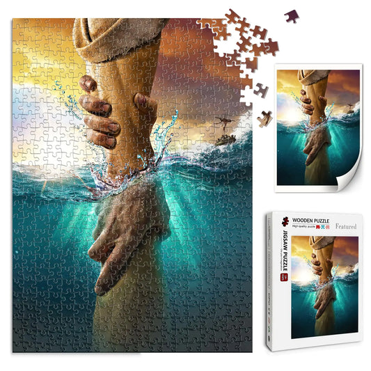 Hand of God Wooden Puzzle – 500 & 1000 Piece Religious Gift