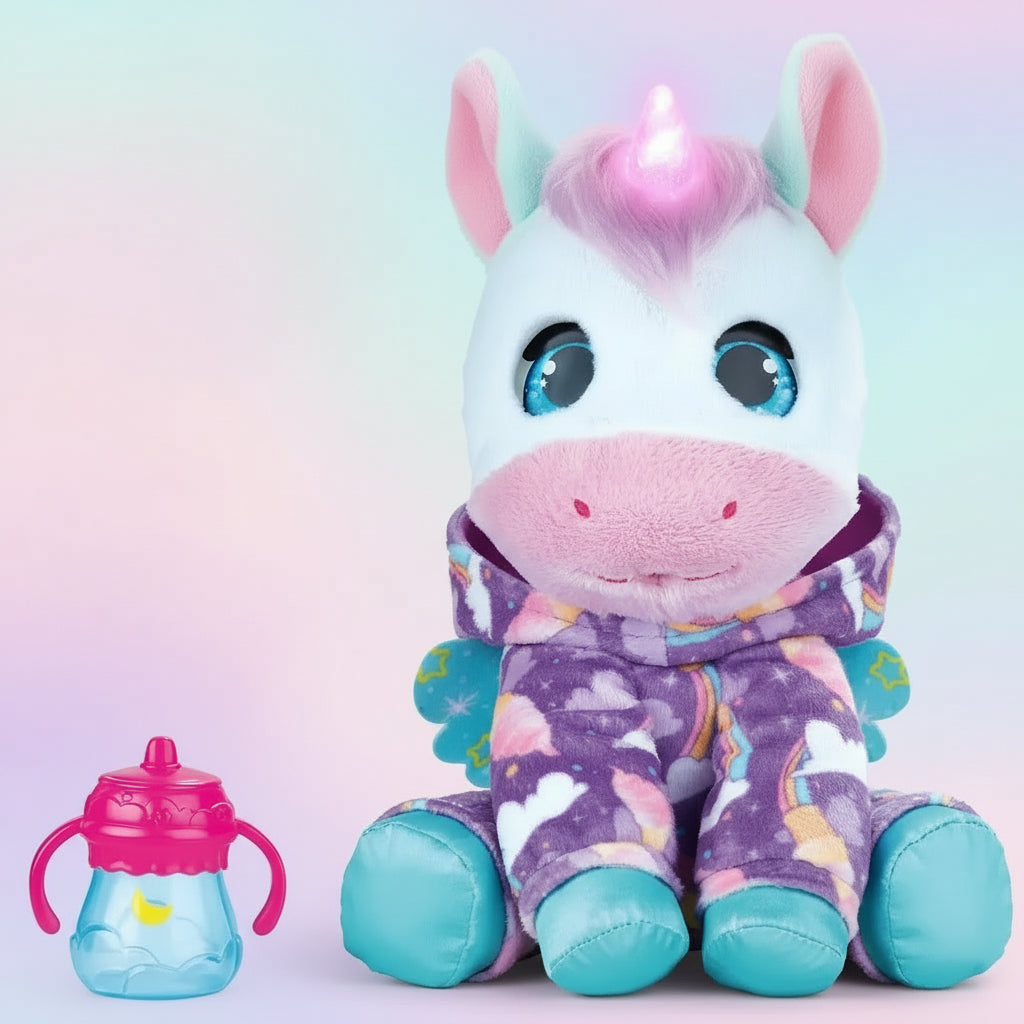 FurReal Interactive Jammiecorn Unicorn 8-inch Plush with Lights, Sounds and Reactions