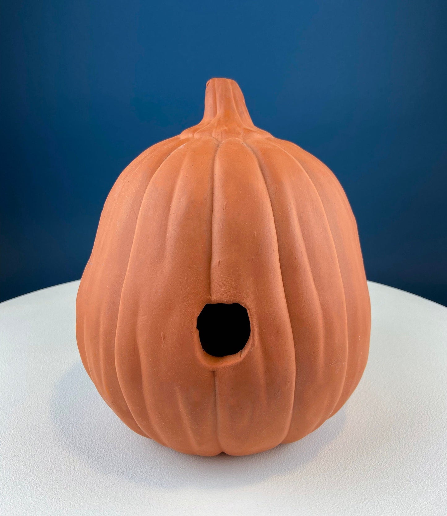 Set of Two Large Clay Pumpkins