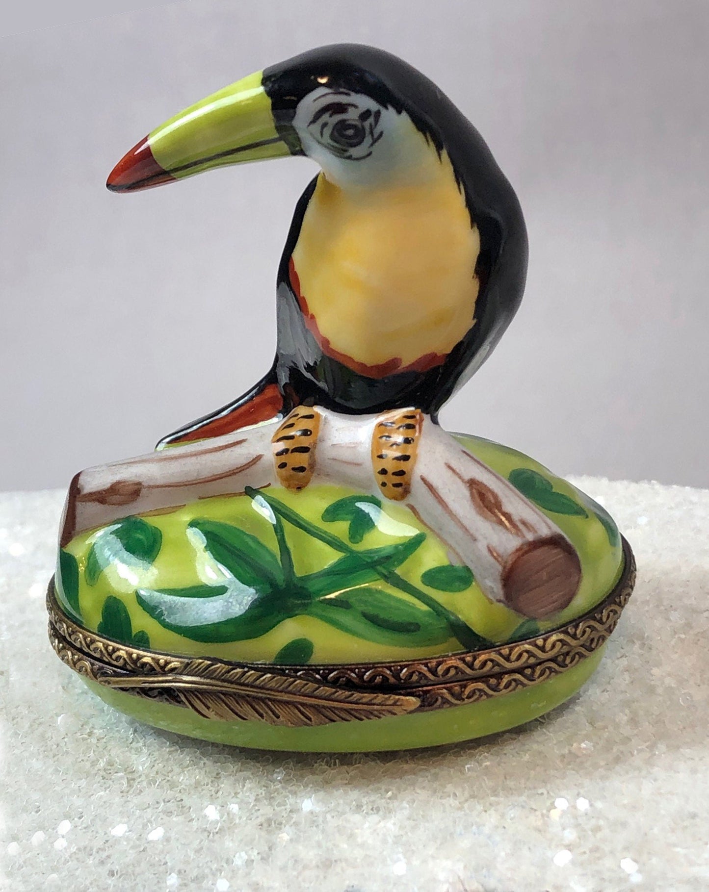 Vintage Hand-Painted Toucan Bird Limoges Trinket Box