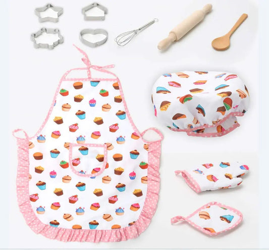 11-Piece Kids Cooking Playset with Apron and Tools