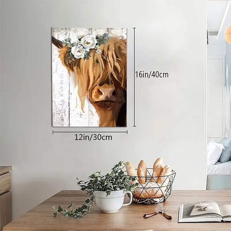 Frameless Fun Cow Canvas for Country Farmhouse Decor
