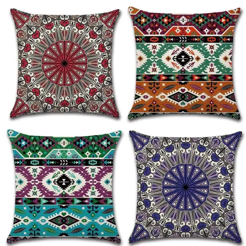Set of 4 Cotton Linen Square Decorative Pillow Covers 18x18