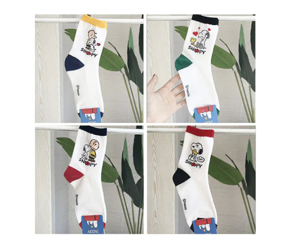 Cartoon Mid-Calf Socks - Snoopy Design