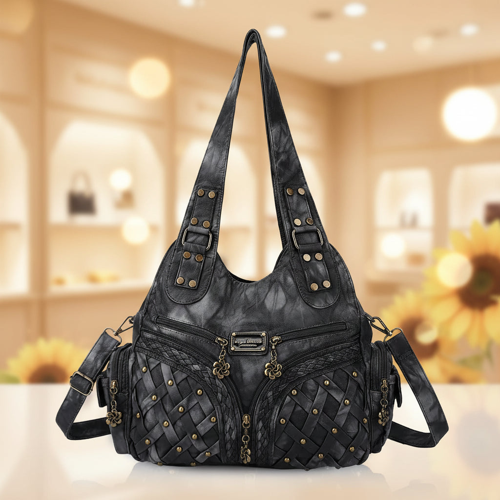 Angel Barcelo Washed Leather Shoulder Top Handle Satchel