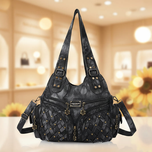 Angel Barcelo Washed Leather Shoulder Top Handle Satchel