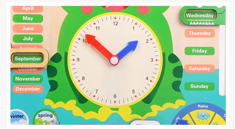 7-in-1 Standing Weather Calendar Clock for Kids