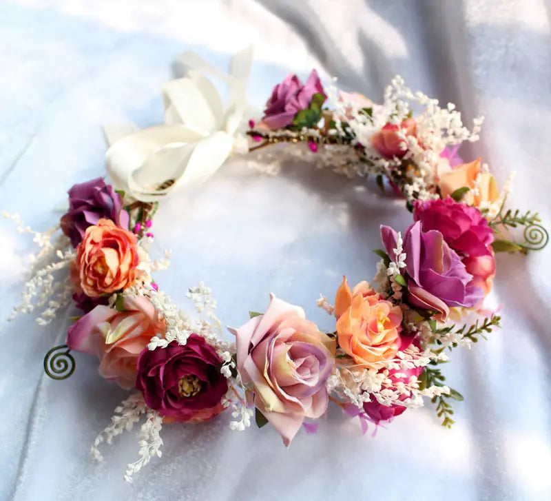 Bridal Handmade Dried Flower Crown Beach Headpiece
