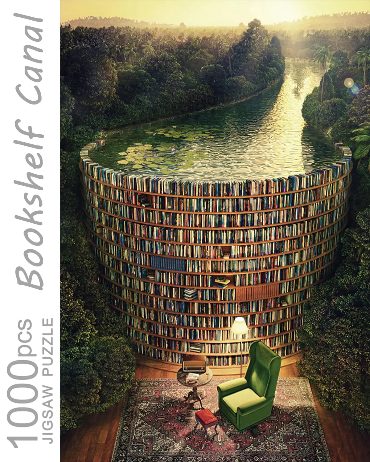 Jigsaw Puzzles for Adults 1000 Pieces and up Bookshelf Canal Puzzle Books Library Challenging Funny Puzzles for Friends Family Activity Game Nights Gifts