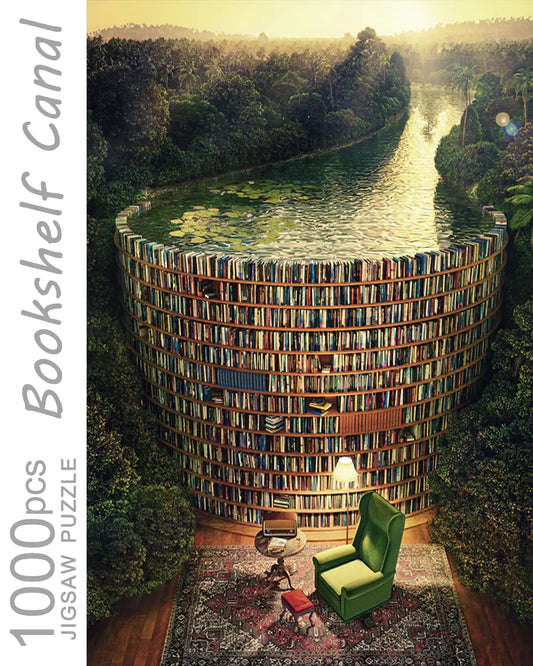 Bookshelf Canal Jigsaw Puzzle – 1000 Pieces
