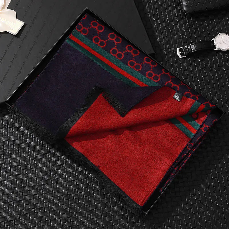 Men's Cashmere Scarf - Thick & Stylish Checkered Design