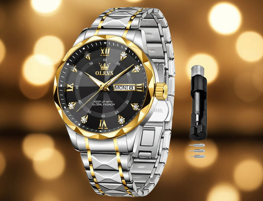 OLEVS Men’s Business Dress Two-Tone Black Watch