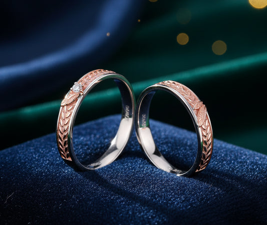 Couple's Adjustable Rose Gold and Sterling Silver Rings