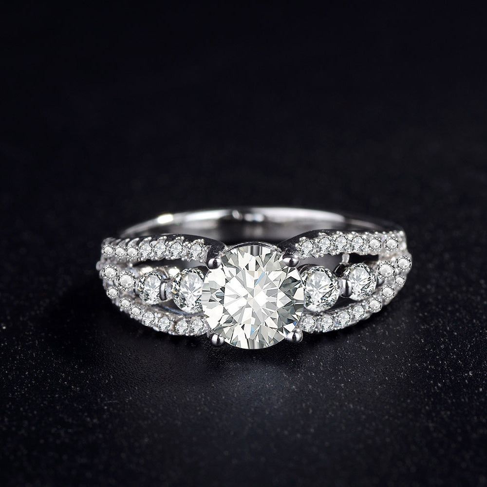 Bold Zircon Statement Ring | White Copper