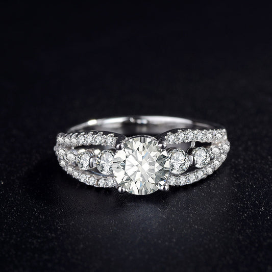Bold Zircon Statement Ring | White Copper